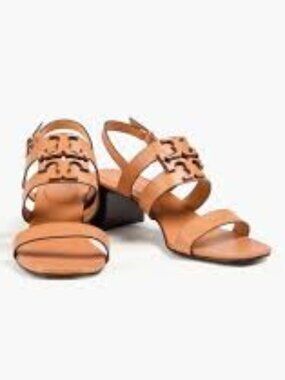Tory Burch Tan Leather Block Heel Sandals